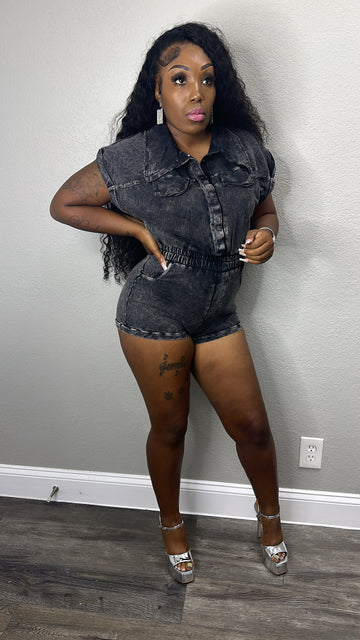 Stone Washed Romper